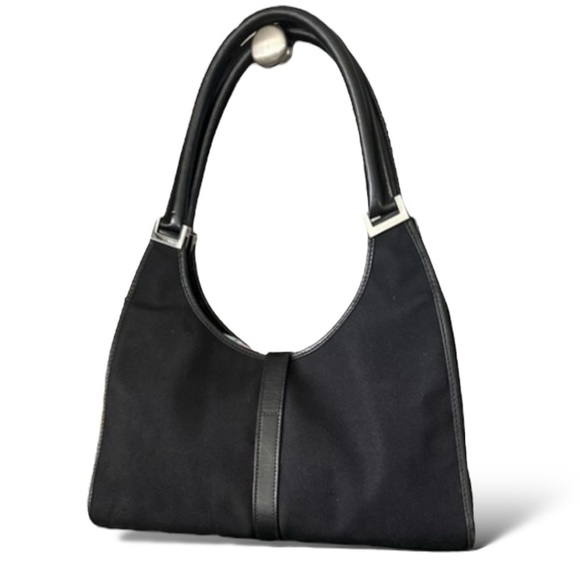 Gucci Jackie Bag - Black Canvas with Leather Trim and Silver Hardware - Picture 6 of 15